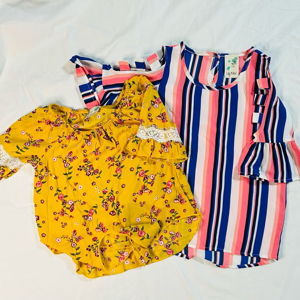 Lily Bleu Pink and Blue Blouses Casual Summer Tops